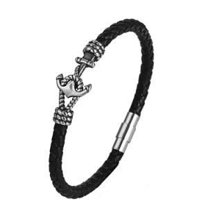 Fashion Jewelry 2021 Bracelet Stainless Steel Man Anchor Rope Leather Bracelet