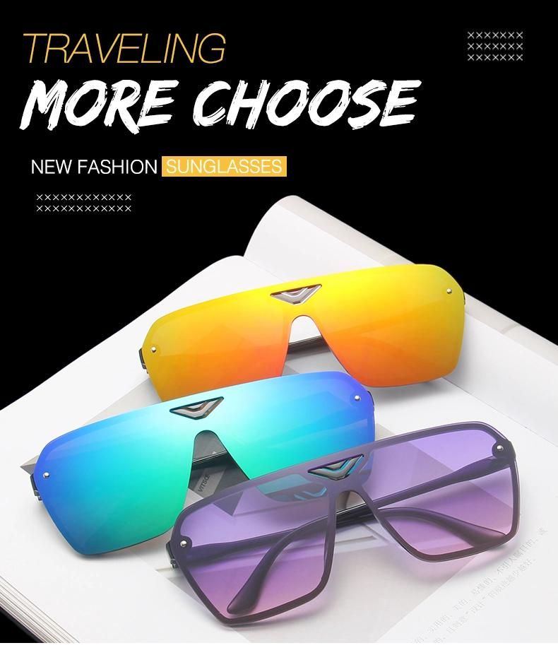 One-Piece Large Frame Sunglasses Female Gradient Color Ocean Film Aviator Sunglasses