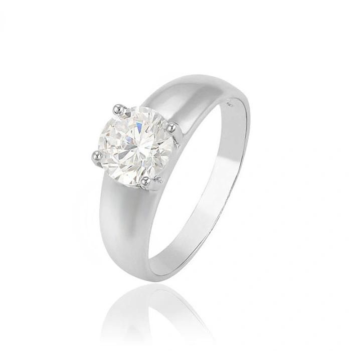 Wholesale Rings Hot Selling Silver Color Big Diamond Simple Ladies Jewelry