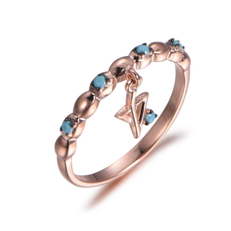 Fashion 925 Sterling Silver with CZ Star Charm Ring