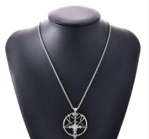 Fashion Vintage Women Men Pentagram Pan God Skull Goat Head Stainless Steel Chain Pendant Necklace Jewelry
