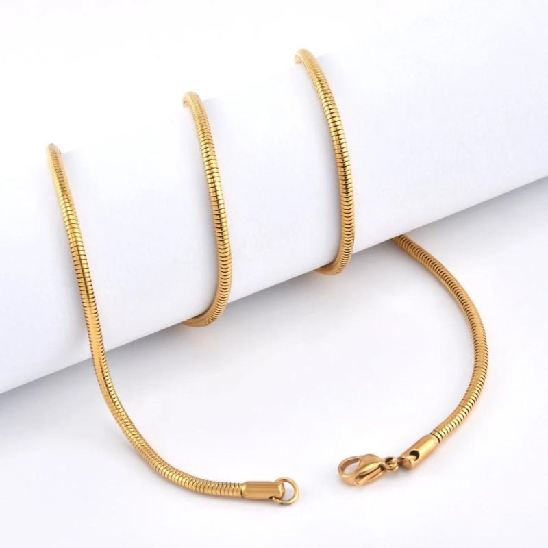 24" 61cm Gold Plated Stainless Steel Fashion Jewelry Soft Snake Chain Necklace Jewellery Factory Wholesale Price