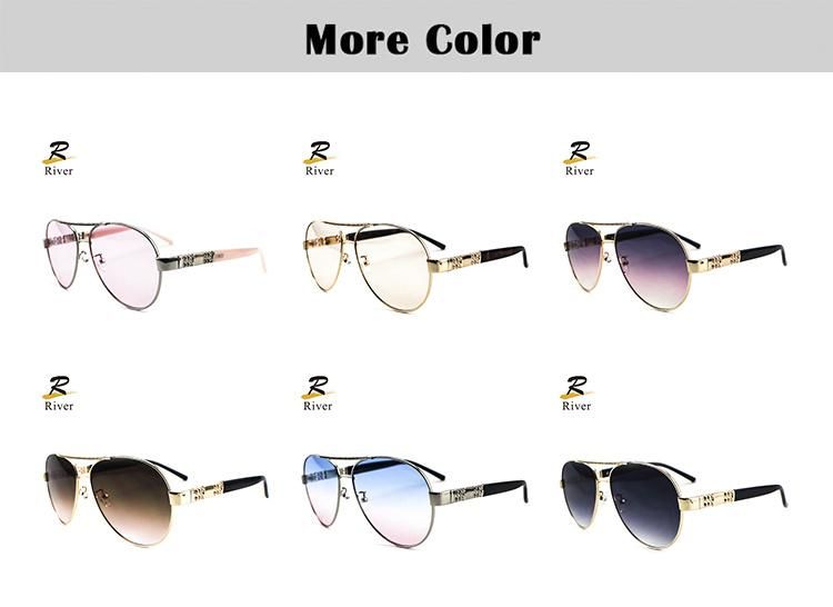 Fashion Shiny Metal Frame Women Wholesale Toad Sun Glasses