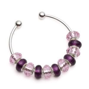 Silver Purple Bangle Bracelet for European Charm Beads (BG04)