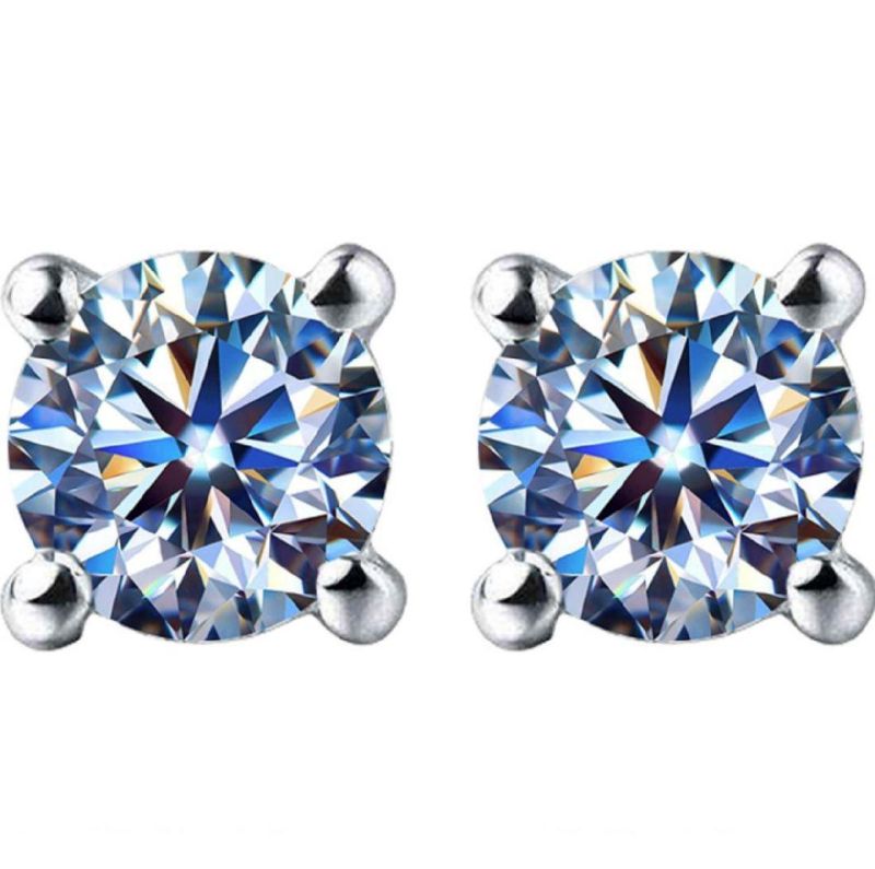 Stud Earring for Women Moissanite Diamond Platinum Earring Jewelry