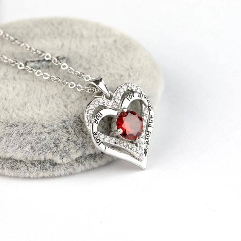 Heart Shaped Love Cubic Zirconia S925 Sterling Silver Necklace Indian Accessories Women