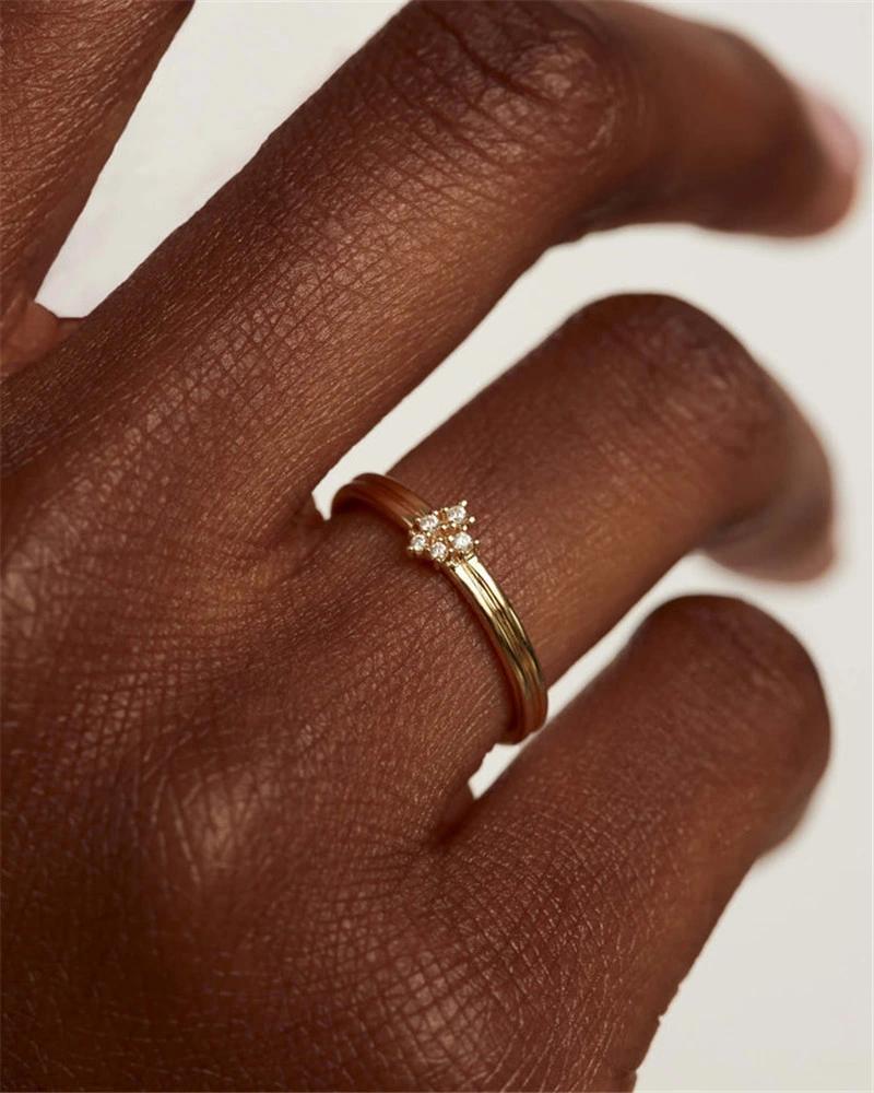 18K Gold Plated Nova Gold Ring Europe Style Classic Wedding Ring Jewelry with White/Crystal Zirconia Stone