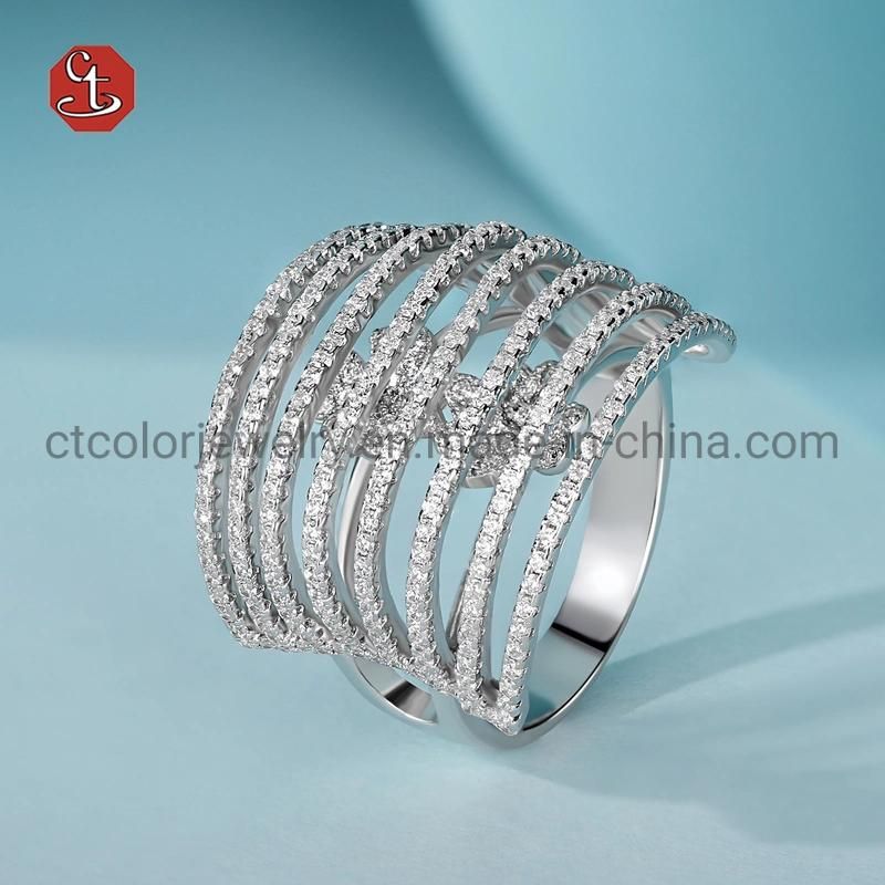 Fashion Jewelry Twist Style Rope Designs 925 Sterling Silver CZ Rings Jewelry