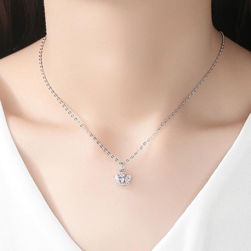 Fashion Temperament Princess Crown Inlaid Zircon Short Clavicle Chain Necklace