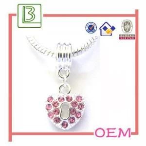 Real Silver Plated Heart Shape with Crystal Stone Charms (BR67)
