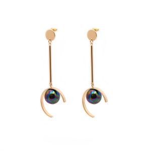 Women Fashion Jewelry Gold Metal Boho Pearl Ear Stud Earrings
