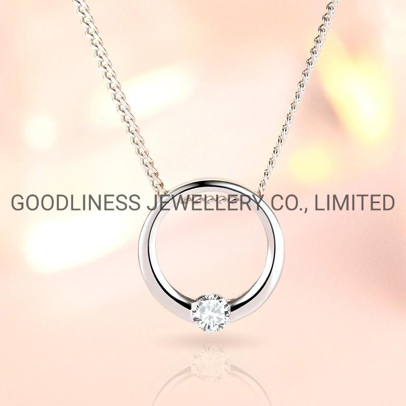 925 Sterling Silver Simple CZ Necklace Fine Jewelry