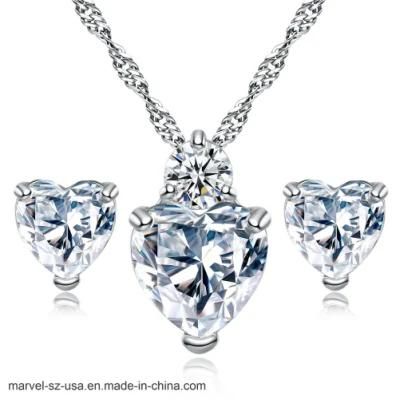 Crystal Charm Necklace Jewelry Stud Earring Pendant Necklace