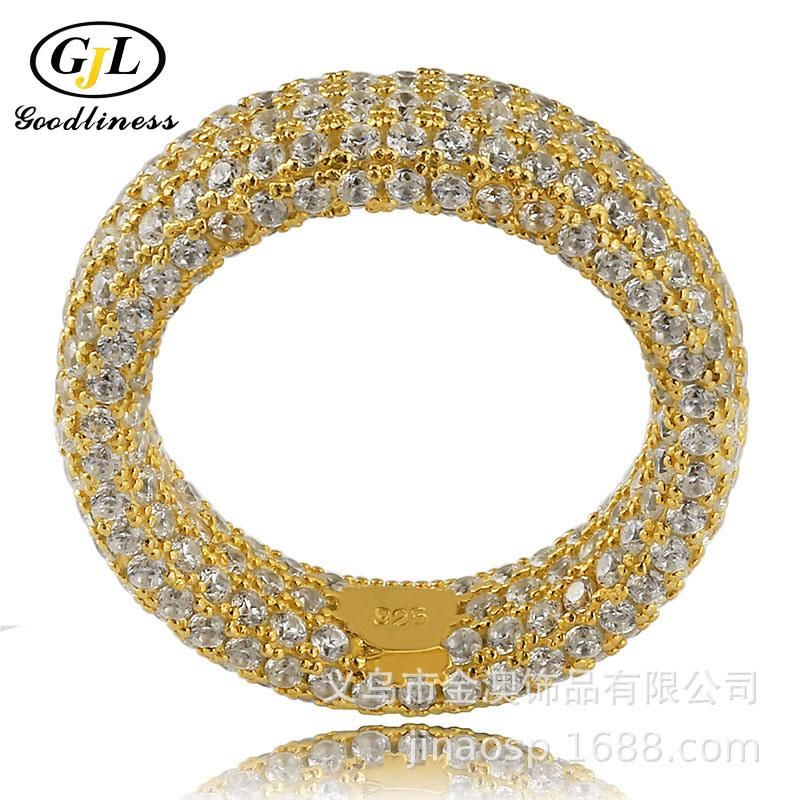 Rhinestone Crystal Gold Filled Plated Cubic Zircon Rings for Women