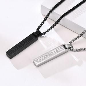 Astofli Stainless Steel Viking Pendant Black Men&prime; S Steel Color Round Plate Engraved Necklace