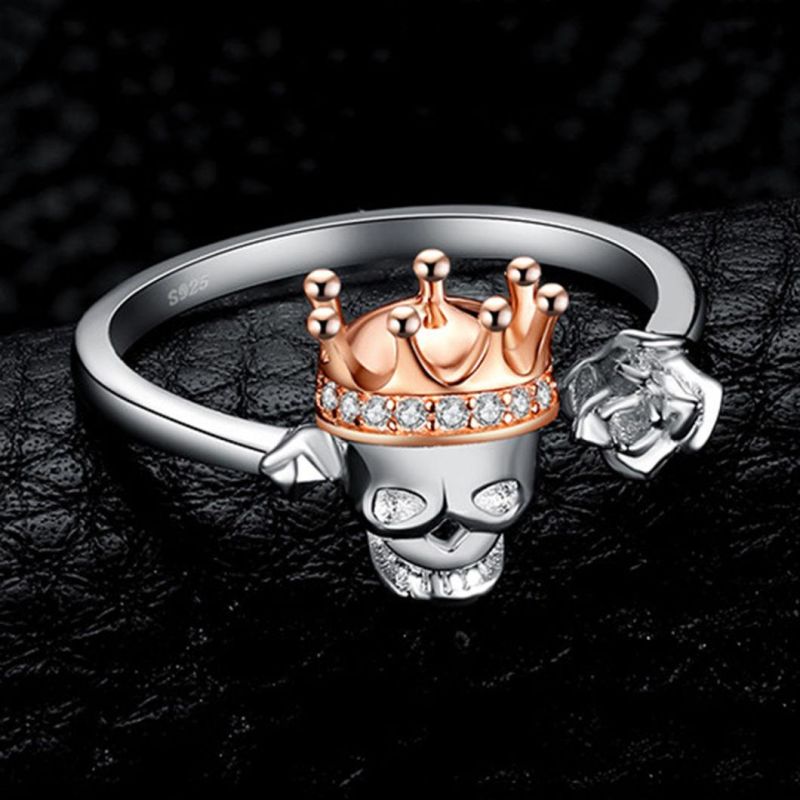 Silver Ring Wholesale Jewelry Skull Head Ring Biker Ring CZ Ring Vintage Jewellery