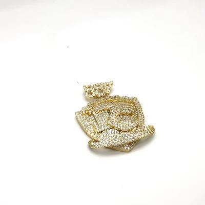 Fashion Jewellery 18K Yellow Gold Necklaces Imitation Hip Hop 925 Sterling Silver Jewelry Pendant