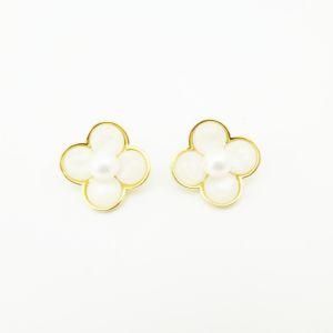 White Pearl Earrings Stud Alloy Jewelry