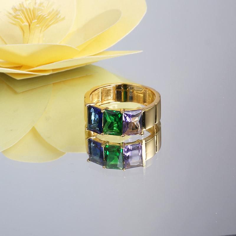 Three Colros Fine Jewellery Fashion Accessories Fashion Jewelry Big Shining Cubic Zirconia Moissanite Elegant Ring
