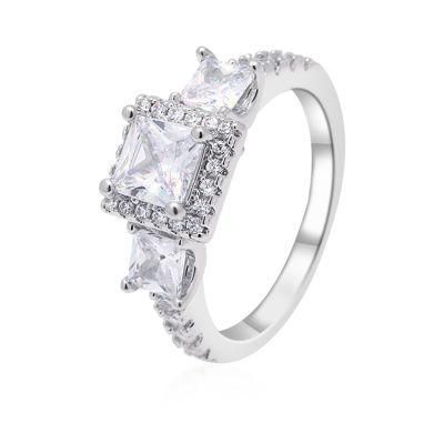 Baguette Zircon Women&prime;s Square AAA Zircon Wedding Rings