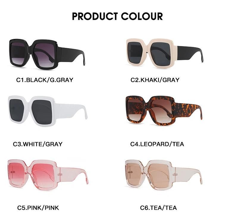 Women Hot Selling Cheap Wholesale Sun Glasses Colorful Square Large Shades Frame Trendy Fashion Sunglasses