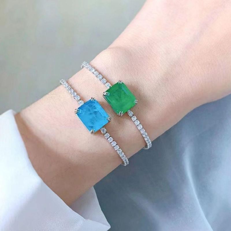 China Wholesale Blue Gem Stone 925 Silver Jewelry Bracelet, Adjustable Elegant Tennis Bracelet 925 Silver Bracelet