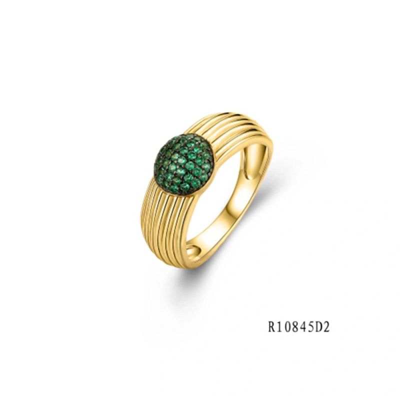 925 Silver with CZ Thread Line Round Ring for Women