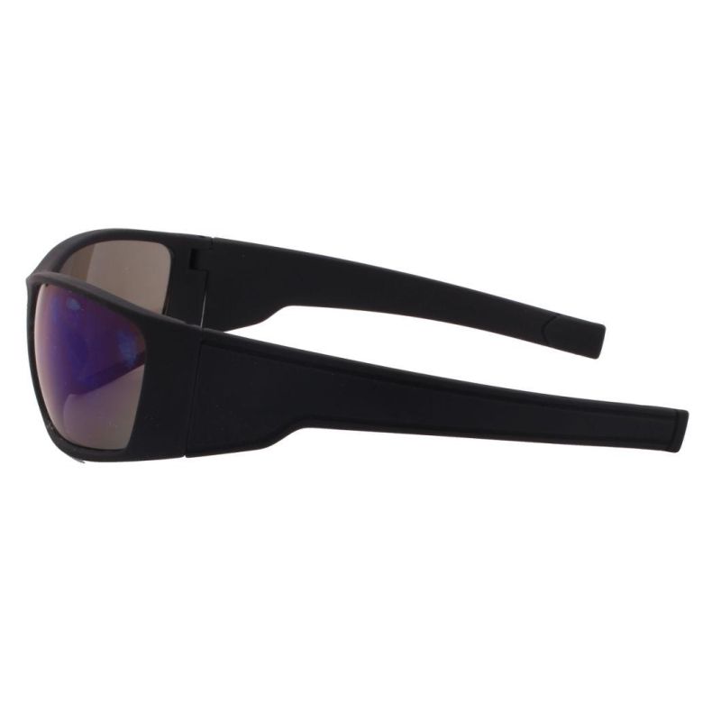2017 Hot Selling Wrapped Black Sports Sunglasses with Mirror Lens