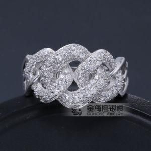 White Gold Filled Clear CZ Racket Ladies Ring