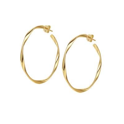 2022 French Jewelry Fashion Style 925 Sterling Silver or Brass Button Rope Light Plain Hoop Earring for Women