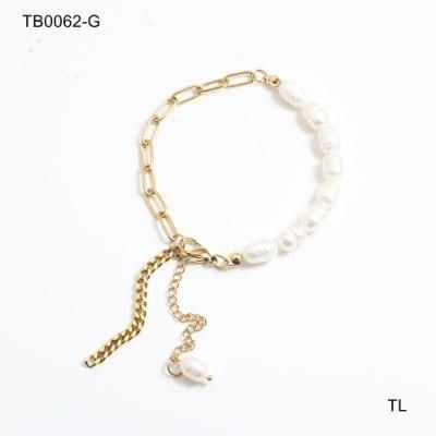 Manufacturer Custom Gold jewellery High Quality Waterproof Stainless Steel Gold Fashion Jewelry Gold Chain Pearl Bracelet