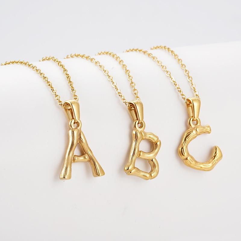 Manufacturer Custom Jewelry High Quality Non Tarnish 2022 Wholesale Fashion Women 18K Gold Plated Stainless Steel Letter Necklace Jewellery
