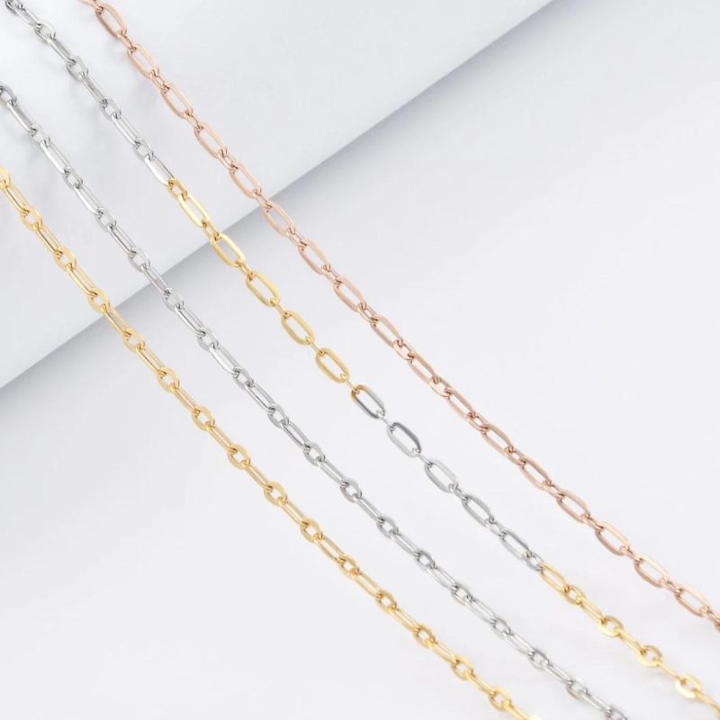 Fashion Decoration Chain Accessories Rose Gold Plated Stainless Steel Bling Cable Chain Bracelet Anklet Necklace Jewelry