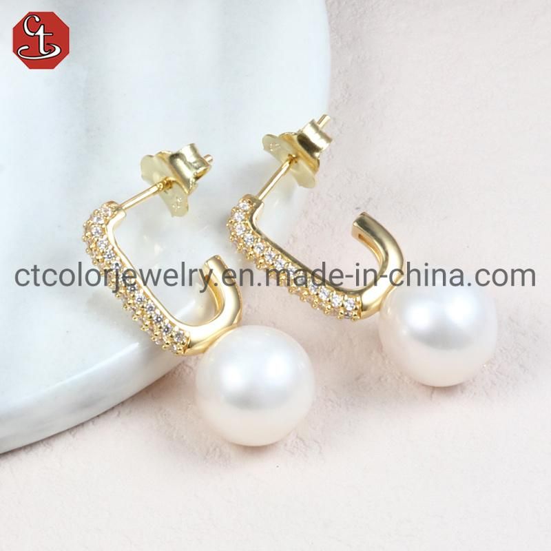 Wholesale Cheap Price 925 Sterling Silver Handmade Earring Fashion Jewellery Pearl Earring for Women Decoration