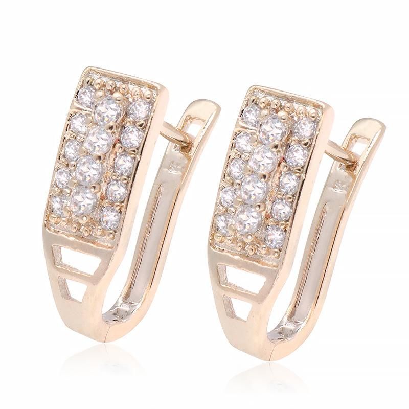 Exquisite Zircon Copper Gold-Plated Jewelry Earrings