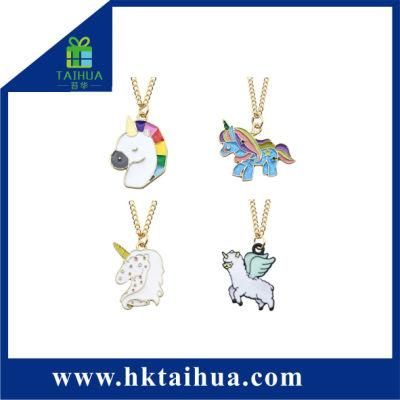 Silver Plated Glaze Unicorn Clavicle Pendant Necklace for Decoration
