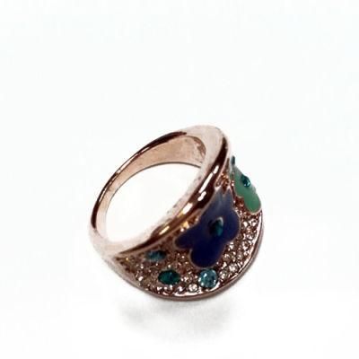 Vintage Fashion Imitation Jewelry Gold Ring with Rhinestone