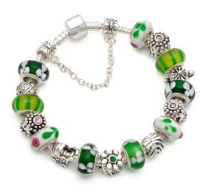 925 Silver Green Fairy European Bracelet (G51)