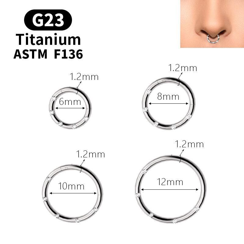 ASTM F136 Titanium Hinged Segment Ring Setting 5 Crystals Body Piercing Jewelry