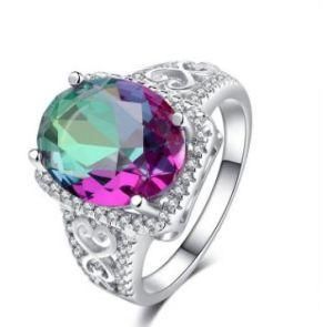 Hot Sale 925 Sterling Silver with Oval Emerald Stone Ring