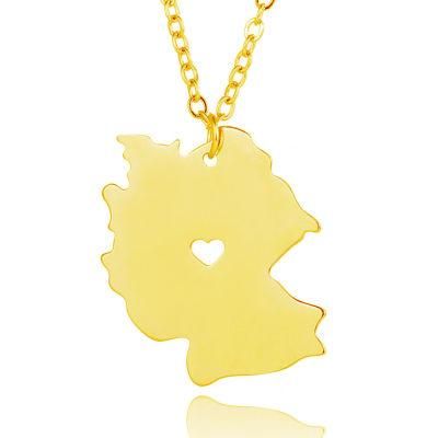 Simple Love Heart Shaped Stainless Steel Map Men Necklace