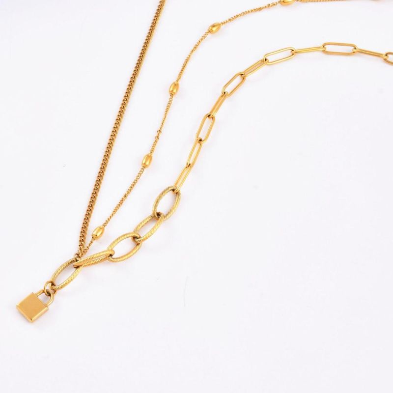 Wholesale Fashion Jewellery Gold Plated Stainless Steel Jewelry Pendant Layered Necklaces