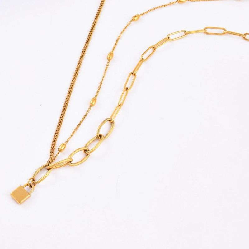 Wholesale Fashion Jewellery Gold Plated Stainless Steel Jewelry Pendant Layered Necklaces