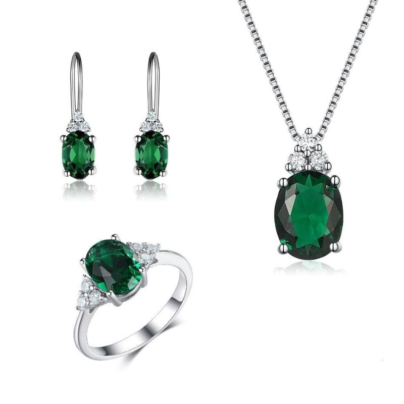 Wholesale 925 Sterling Silver Jewelry Created Gemstone Amethyst Earring Jewelry Set