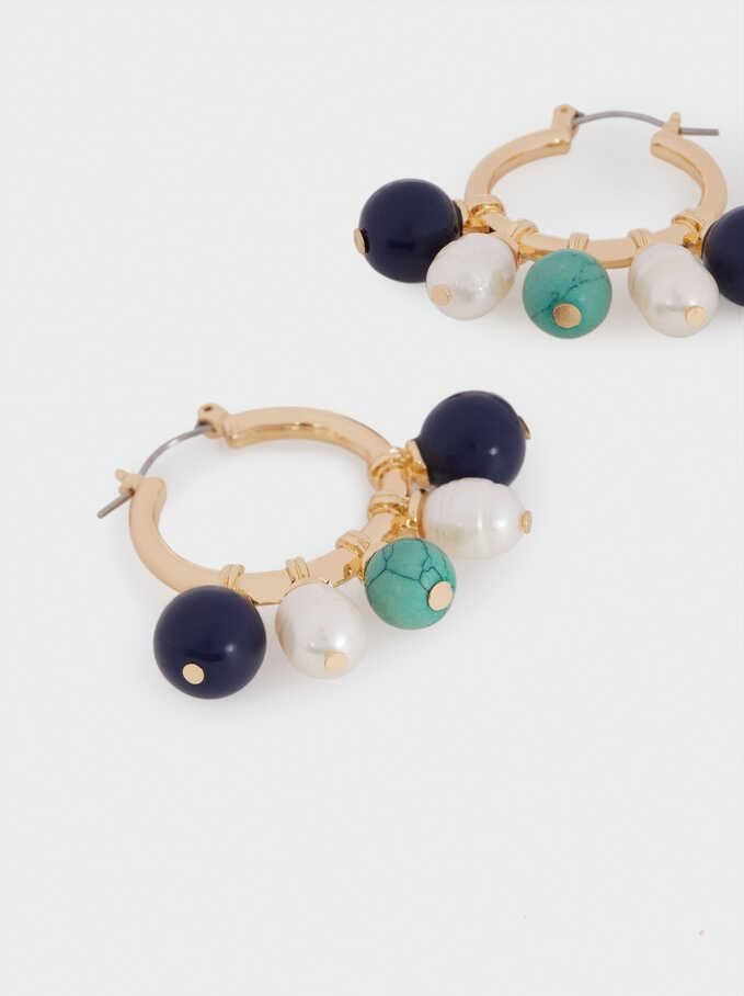 Hot Selling Colorful Pearl Hoop Earrings with Stones and Pearls