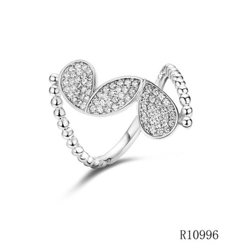 Silver with Tricolor Teardrop CZ Ring