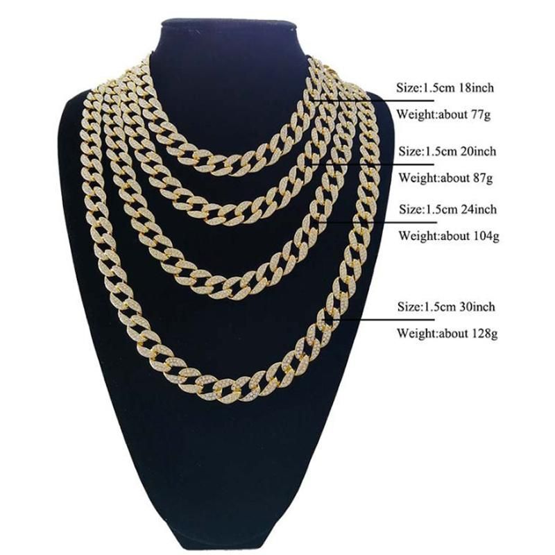 Hip Hop Jewelry Gold Plated Iced out Cuban Link Men Chain Necklace