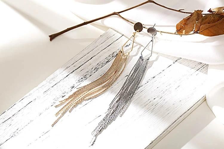 Extra Long Size Copper Gold Earring Costume Gold Fringe Earring Women Gold Hanging Earrings