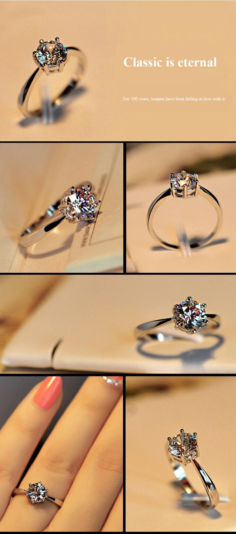 Fashion 925 Silver Jewelry for Women Engagement Gift Elegant Rings