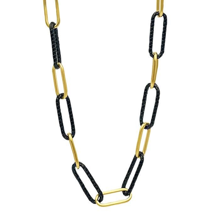 Fashionable Jewelry Set Necklace Chunky Gold Plated and Black Color Paperclip for Girls